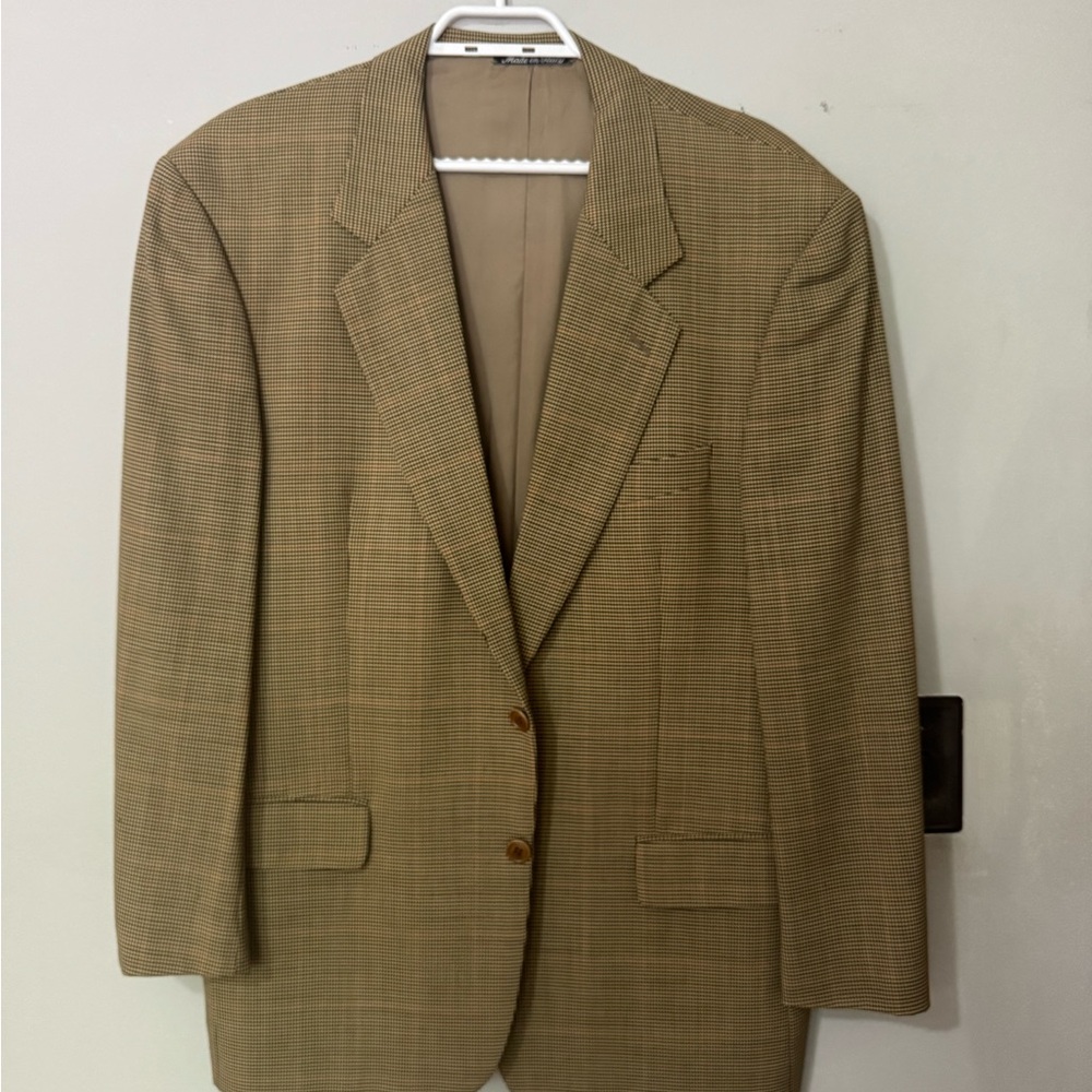 Vintage Valentino Uomo Beige Checkered Blazer